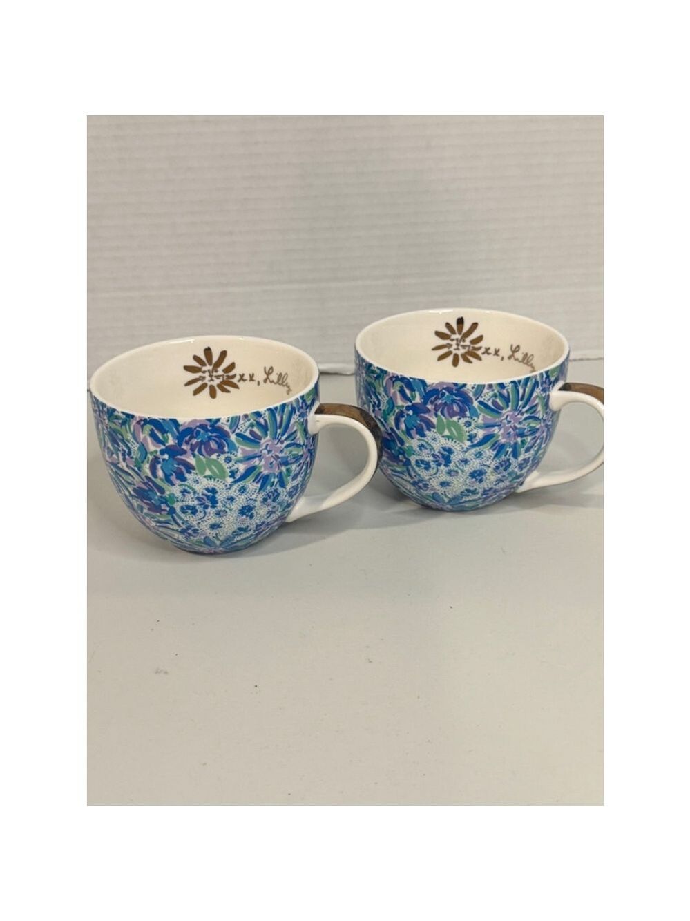 Lilly Pulitzer Blue Floral 12 Ounce Mugs Set of 2